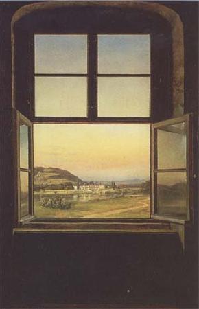 johann christian Claussen Dahl View through a Window to the Chateau of Pillnitz (mk09) Sweden oil painting art